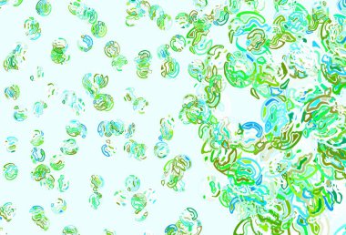 Açık mavi, rastgele şekilli yeşil vektör deseni. Rastgele şekillerle soyut tarzda dekoratif tasarım. Duvar kağıtları için zarif tasarım.