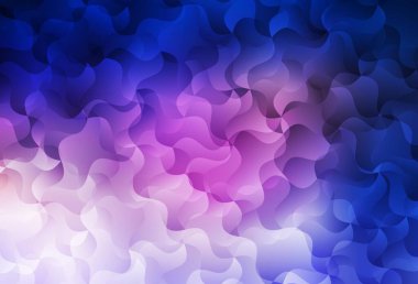 Koyu pembe, kıvrımlı çizgileri olan mavi vektör düzeni. Değişken çizgileri olan renkli geometrik örnek. İşiniz için en iyi tasarım.