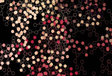 Koyu pembe, yapay zeka kavramına sahip sarı vektör dokusu. Renkli yapay zeka yapısı, eğimli çizgiler ve noktalar. Bilim için desen, geleceksel tasarımlar..