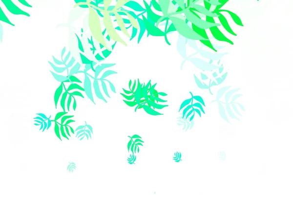 Hellgrüne Vektorschablone Mit Blättern Leuchtend Farbige Illustration Mit Blättern Doodle — Stockvektor