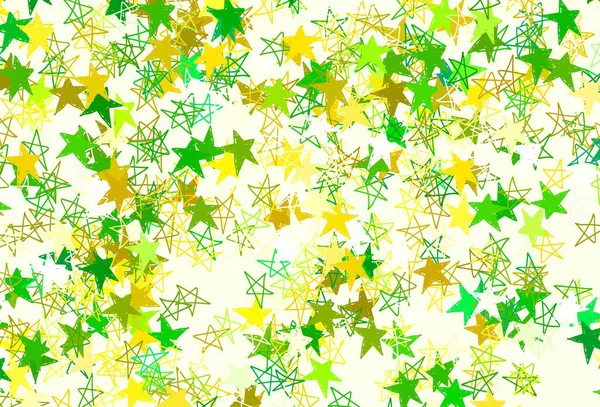 Verde Claro Textura Vetorial Amarela Com Belas Estrelas Ilustração Brilhante — Vetor de Stock