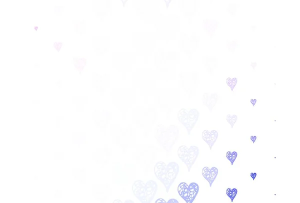 Світло Рожевий Синій Векторний Фон Сяючими Серцями Розумна Ілюстрація Градієнтними — стоковий вектор