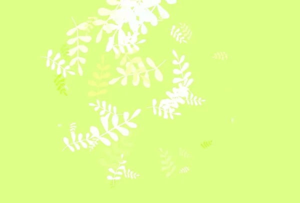 Hellgrüner Gelber Vektor Natürlicher Hintergrund Mit Blättern Gekritzelte Illustration Von — Stockvektor