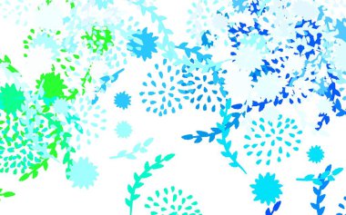 Açık mavi, çiçekli zarif yeşil vektör arkaplan çiçekli zarif bir çizim. Web siteleri ve pankartlar için desenli desen.