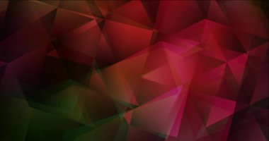 4K koyu yeşil, kırmızı çokgen akış videosu.