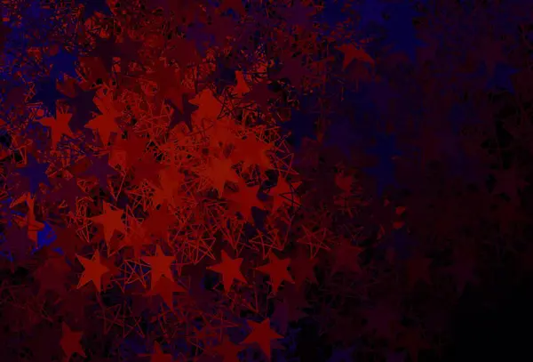 Dark Blue Red Vector Pattern Christmas Snowflakes Stars Shining Colorful — Stock Vector