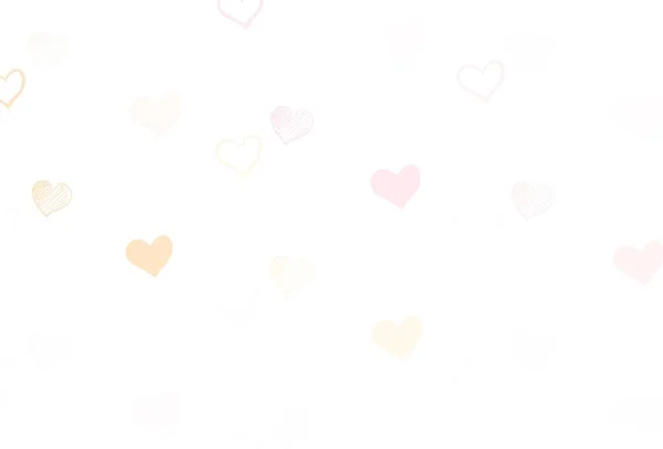 Світло Червоний Жовтий Векторний Шаблон Каракулевими Серцями Красива Кольорова Ілюстрація — стоковий вектор