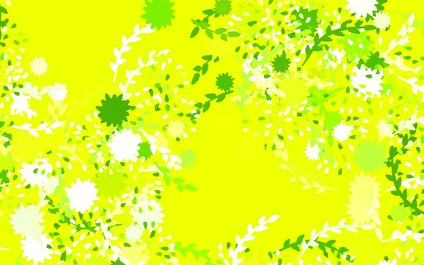 Verde Chiaro Vettore Giallo Sfondo Astratto Con Fiori Illustrazione Brillante — Vettoriale Stock