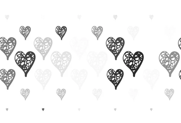 Светло Серый Вектор Искушает Задумчивыми Сердцами Умная Иллюстрация Градиентными Сердцами — стоковый вектор