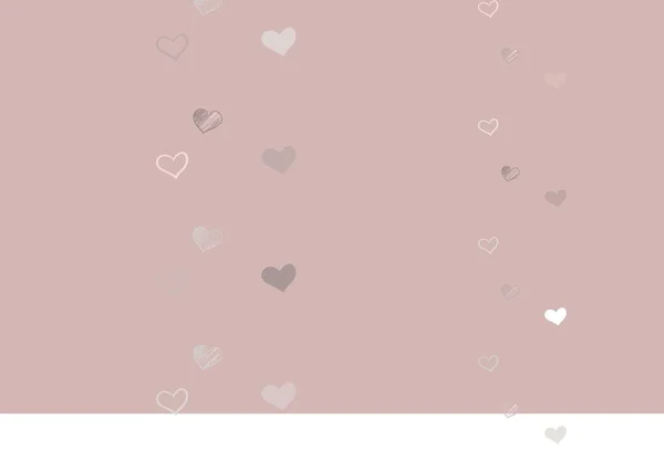 浅粉色 绿色矢量背景 闪烁着红心 美丽的庆祝风格的心脏在抽象的图解 情人节庆祝活动的设计 — 图库矢量图片