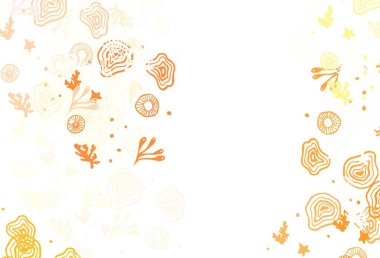 Açık Kırmızı, Memphis şekilli sarı vektör arkaplan. Rastgele şekillerle soyut tarzda dekoratif tasarım. Web siteniz için basit tasarım.