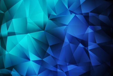 Koyu mavi, yeşil vektör eğimli şablon. Soyut ve üçgenli renkli çizimler. İşiniz için en iyi üçgen tasarım.