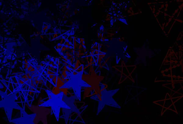 Bleu Foncé Gabarit Vectoriel Rouge Avec Flocons Glace Étoiles Illustration — Image vectorielle