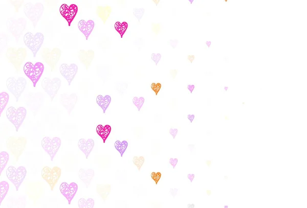 Світло Рожева Жовта Векторна Текстура Прекрасними Серцями Ілюстрація Формами Градієнтних — стоковий вектор