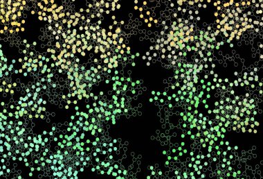 Koyu yeşil, yapay zeka yapısına sahip sarı vektör şablonu. Soyut şablondaki yapay zeka şekilleriyle parlayan illüstrasyon. Zeka ve yenilik reklamları için şablon.