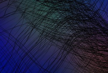 Açık mavi, kıvrımlı çizgileri olan kırmızı vektör şablonu. Eğri şekilli yepyeni renkli bir tasvir. Posterler ve afişler için iş tasarımı.