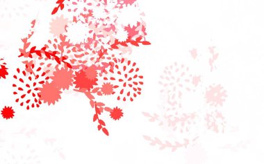 Beyaz arka planda çiçeklerin dekoratif desenli açık kırmızı vektör karalama deseni. İşiniz için yepyeni bir tasarım..