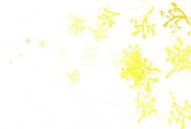 Açık sarı vektör, dallı doğal desen. Yaprakları ve dalları olan parlak renkli çizimler. Duvar kağıdı tasarımınız için yeni bir doku.