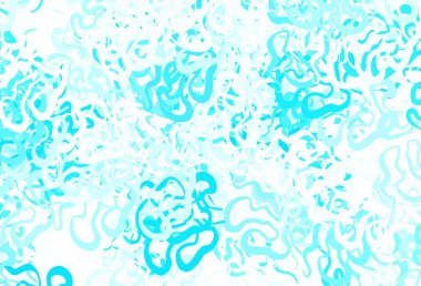 Açık pembe, Memphis şekilli mavi vektör arkaplan. Renkli rastgele şekillerle modern soyut illüstrasyon. Web siteniz için basit tasarım.