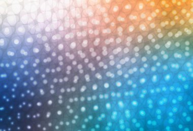 Açık mavi, diskli sarı vektör dokusu. Renkli su damlaları olan modern soyut çizimler. Reklamlar, broşürler için desen.