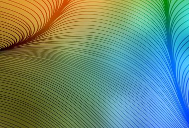 Açık mavi, ince çizgili sarı vektör deseni. Eğri şekilli yepyeni renkli bir tasvir. Posterler ve afişler için iş tasarımı.