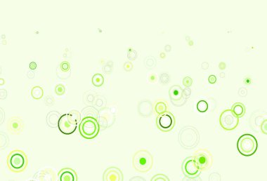 Açık yeşil, diskli sarı vektör dokusu. Renkli su damlaları olan modern soyut çizimler. Marka kitabınız için yeni şablon.