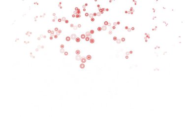 Dairesel şekilli açık kırmızı vektör düzeni. Bulanık yağmur damlaları olan soyut bir çizim. Poster ve web siteleri için tasarım.