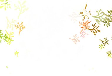 Açık yeşil, kırmızı vektör zarif arka plan ve sakura. Yapraklar ve dallarla gösterişli soyut çizimler. Web ve broşürler için elle boyanmış tasarım.