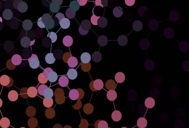 Koyu pembe, yapay zeka ağlı yeşil vektör deseni. Renkli yapay zeka yapısı, eğimli çizgiler ve noktalar. Teklif verilerinin tanıtımı için akıllı tasarım.