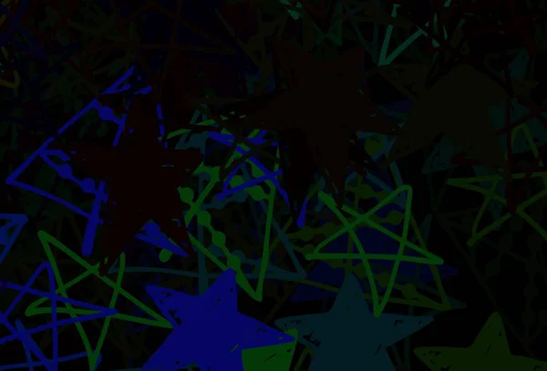 Azul Oscuro Fondo Verde Vector Con Hermosos Copos Nieve Estrellas — Archivo Imágenes Vectoriales