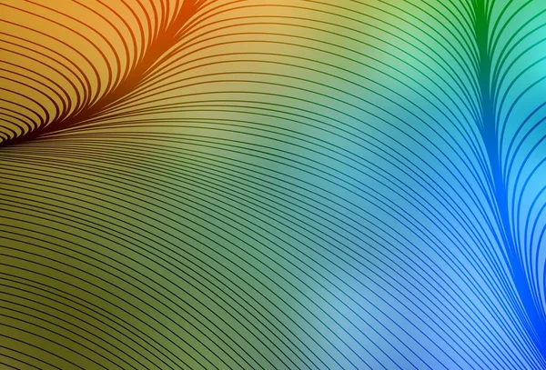 Açık mavi, ince çizgili sarı vektör deseni. Eğri şekilli yepyeni renkli bir tasvir. Posterler ve afişler için iş tasarımı.