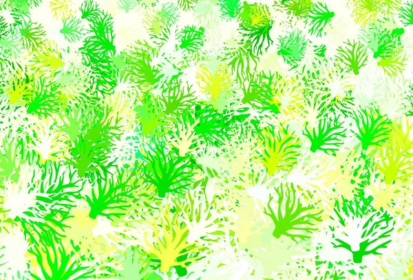Vert Clair Fond Vectoriel Jaune Doodle Avec Des Branches Illustration — Image vectorielle