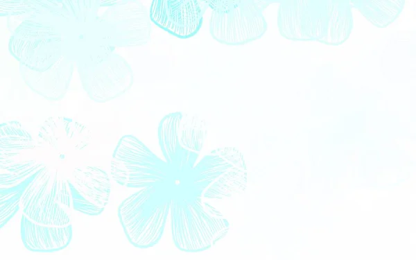 Azzurro Verde Vettore Doodle Sfondo Con Fiori Disegno Decorativo Fiori — Vettoriale Stock