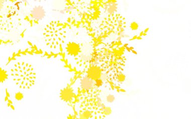 Açık yeşil, sarı vektör, çiçekli zarif duvar kağıdı, güller. Beyaz arka planda çiçeklerin dekoratif tasarımı. Web ve broşürler için elle boyanmış tasarım.