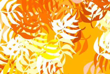 Açık Turuncu vektör yapraklı doğal fon. Yaprakları karalama tarzında renkli ve soyut çizimler. Web siteniz için Doodle tasarımı.