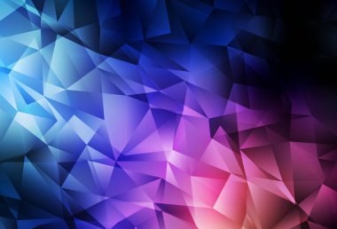 Koyu mavi, kırmızı vektör çokgen arkaplan. Soyut ve üçgenli renkli çizimler. Dizaynınız için üçgen desen.