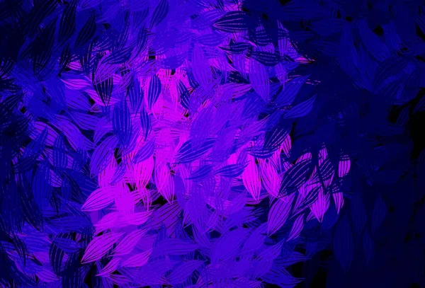 Dark Purple Obra Arte Natural Vectorial Rosa Con Hojas Garabatos — Vector de stock