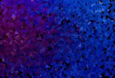 Koyu pembe, mavi vektör desenli ve çokgen. Doğa tarzında üçgenleri olan güzel bir çizim. İniş sayfası için modern şablon.