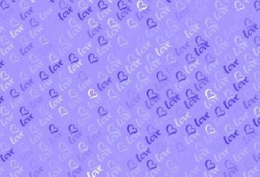 Karalama kalpli hafif Mor vektör şablonu. Bulanık arkaplanda gradyan kalp şekilleri olan bir resim. Evlilik hediyeleri için örnek, tebrikler..