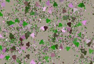 Açık pembe, rastgele şekilli yeşil vektör deseni. Renkli rastgele şekillerle modern soyut illüstrasyon. İşiniz için en iyi akıllı tasarım.