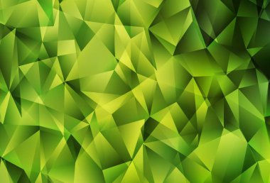 Açık yeşil, sarı vektör soyut çokgen şablon. Üçgenlerden oluşan parlayan çokgen çizimler. Web siteniz için çokgen tasarım.