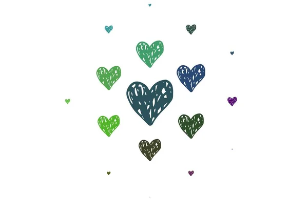 Ανοιχτό Ροζ Πράσινο Διανυσματικό Μοτίβο Πολύχρωμες Καρδιές Όμορφες Καρδιές Στυλ — Διανυσματικό Αρχείο