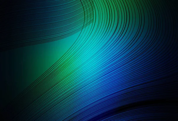 Koyu mavi, kıvrımlı çizgileri olan yeşil vektör arka plan. Basit çizgilerle renkli gradyan çizimi. Reklamınız için yepyeni tasarım..