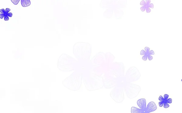 Luz Padrão Doodle Vetor Roxo Com Flores Uma Elegante Ilustração — Vetor de Stock