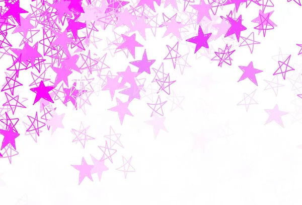 Светло Розовый Векторный Фон Маленькими Большими Звездами Сияющая Цветная Иллюстрация — стоковый вектор