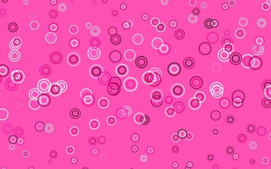 Disklerle açık pembe vektör dokusu. Doğa tarzında bulanık halkaları olan güzel renkli çizimler. Marka kitabınız için yeni şablon.