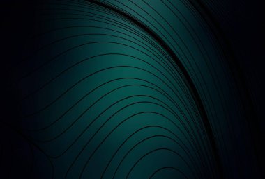 Eğri çizgileri olan koyu yeşil vektör şablonu. Basit çizgilerle renkli gradyan çizimi. Tasarımınız için desen.