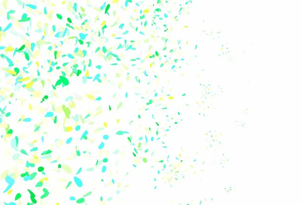 Modèle Doodle Vectoriel Bleu Clair Vert Avec Feuilles Une Élégante — Image vectorielle