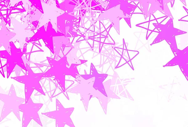Hellrosa Vektorvorlage Mit Himmelssternen Glitzernde Abstrakte Illustration Mit Farbigen Sternen — Stockvektor