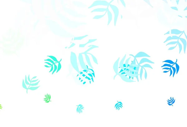 Bleu Clair Vert Vecteur Élégant Fond Avec Des Feuilles Illustration — Image vectorielle